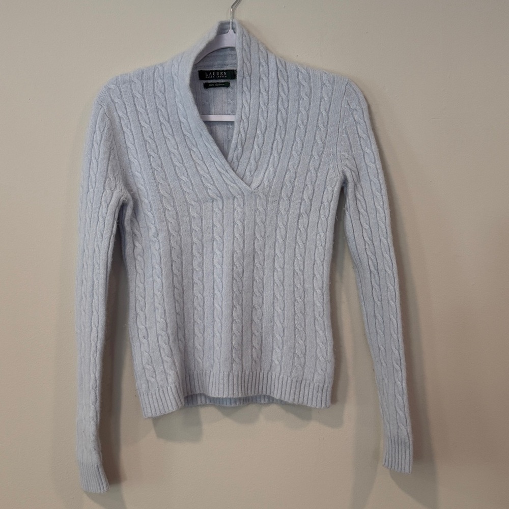 Ralph Lauren Light Gray Cable Knit Sweater